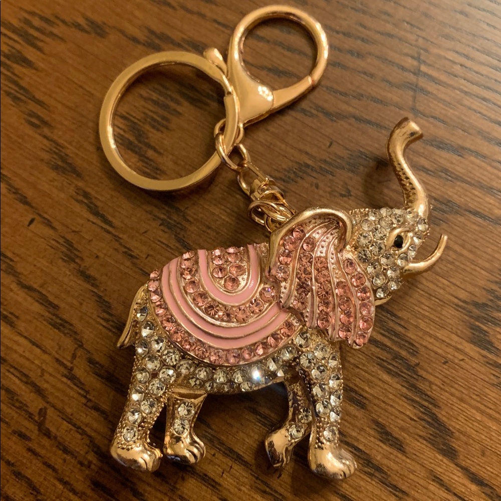 Rhinestone Elephant Bag Charm / Keychain Pink - Picture 3 of 5